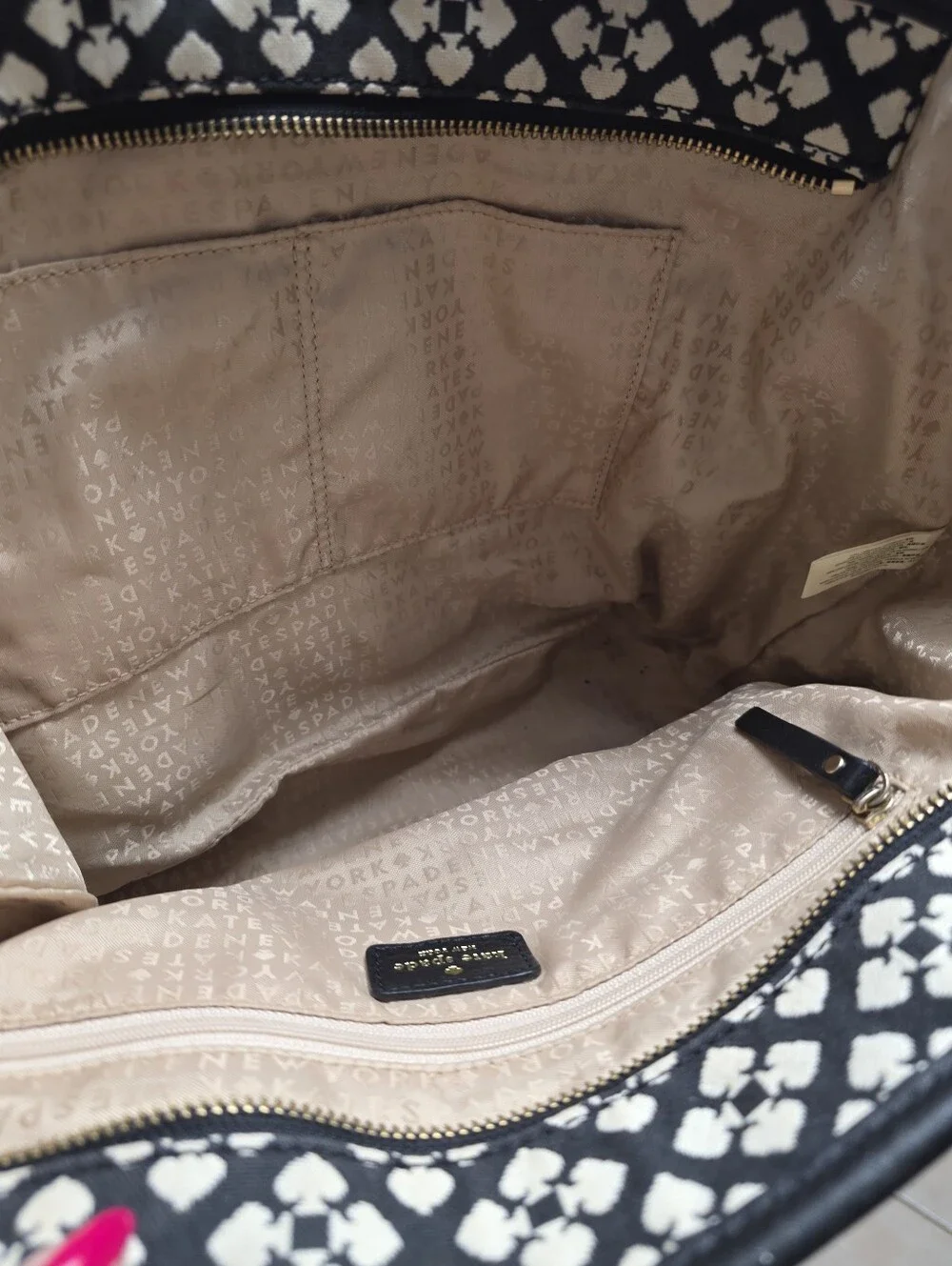 kate spade Black, Cream & Pink Patterned Tote